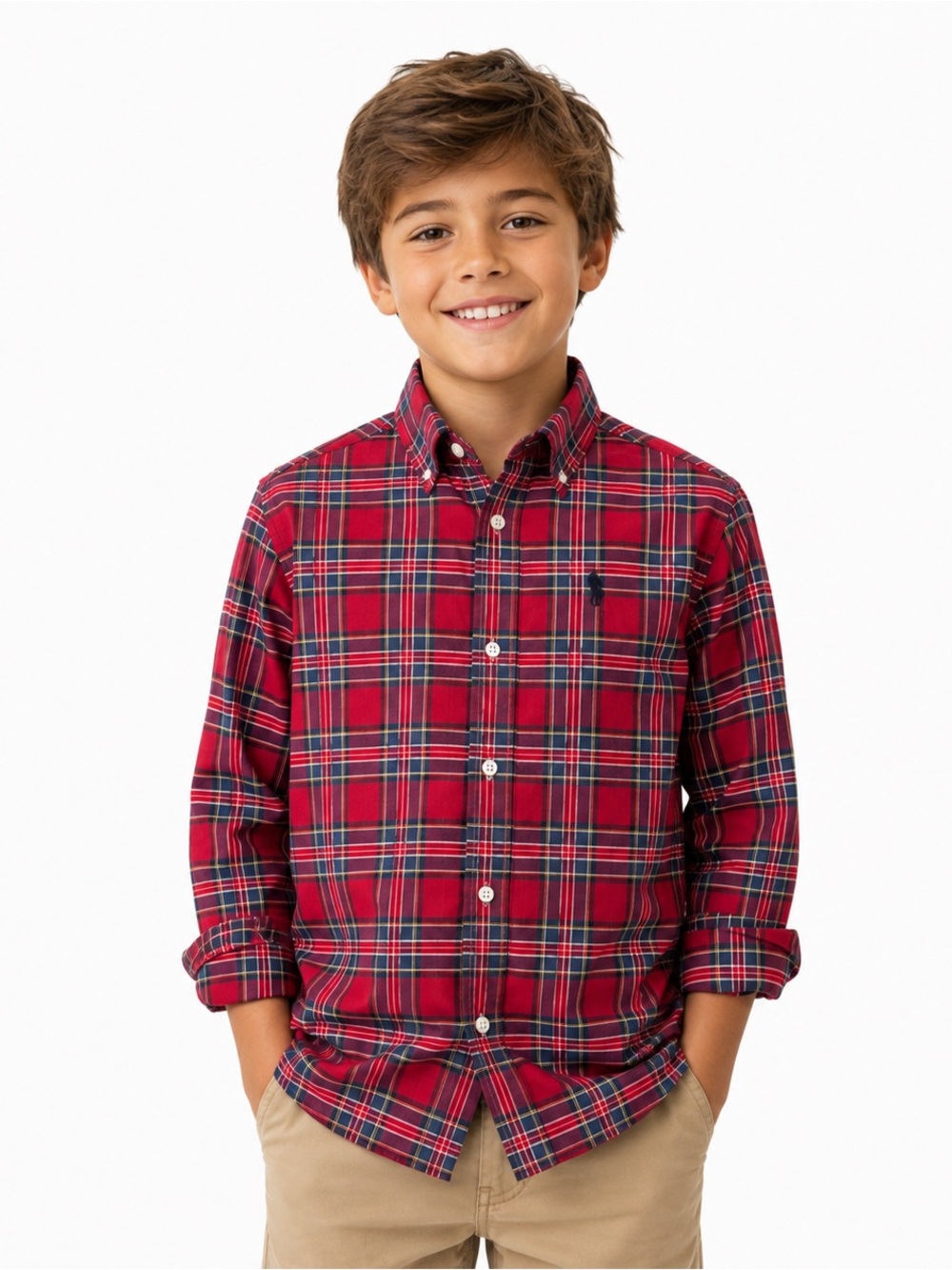 Boys - Polo Ralph Lauren Red Plaid Button-Down Shirt - size 10-12